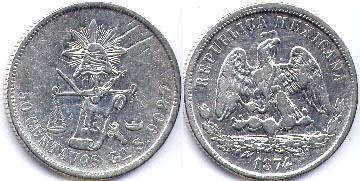moneda Mexico 50 centavos 1874