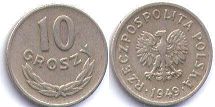 moneta Polska 10 groszy 1949