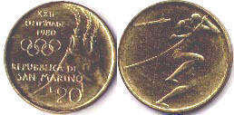 moneta San Marino 20 lire 1980