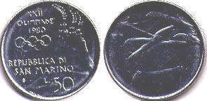 moneta San Marino 50 lire 1980