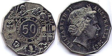australian commemmorative coin 50 cents 2003