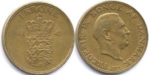 mynt Danmark 1 krone 1947