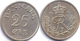 coin Denmark 25 ore 1951