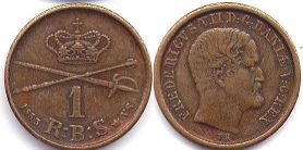 mynt Danmark 1 skilling 1853