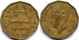 coin Fiji 3 pence 1952