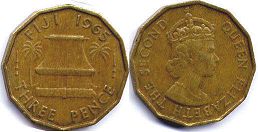coin Fiji 3 pence 1965