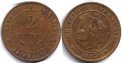 piece France 2 centimes 1893
