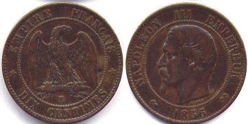 piece France 10 centimes 1855
