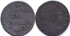 coin Lorraine liard 1728