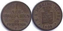 coin Saxony 1 new groschen 1854