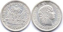 piece Haiti 10 centimes 1886