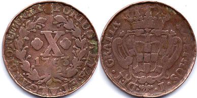 coin Portugal 10 reis 1763