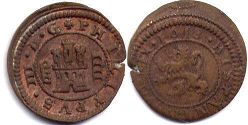 moneda España 4 maravedis 1618