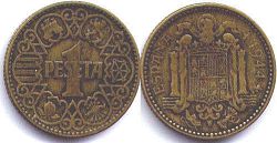 moneda España 1 peseta 1944