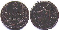 Münze Schwyz 2 rappen 1846