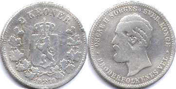 coin Norway 2 kroner 1878