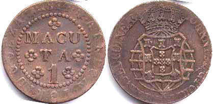 coin MACUTA 1 Angola AFRICA PORTUGEZA 1814