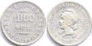 coin Brazil 1000 reis 1907