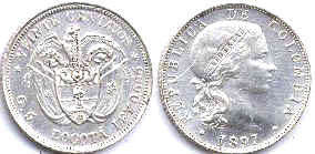 coin Colombia 20 centavos 1897