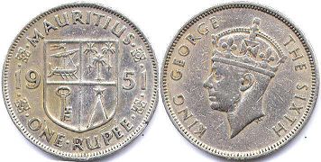coin Mauritius 1 rupee 1951