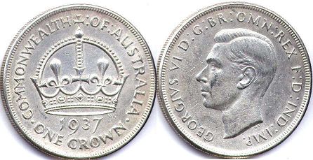 australian coin 1 crown 1937