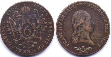 coin RDR Austria 6 kreuzer 1800