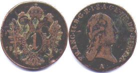 coin RDR Austria 1 kreuzer 1800