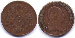coin RDR Austria 1/2 kreuzer 1800