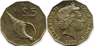 coin Cook Islands 5 dollars 2003