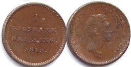 mynt Danmark 1 skilling 1813
