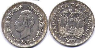 moneda Ecuador 1 sucre 1977