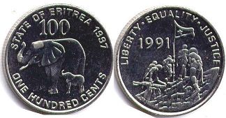 coin Eritrea 100 cents 1997