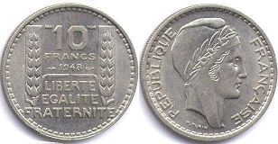 moneda Francia 10 francos 1948