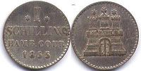 coin Hamburg 1 schilling 1855