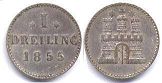 Münze Hamburg 1 drelling (1/4 Schilling) 1855