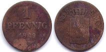 coin Saxony 1 pfennig 1849