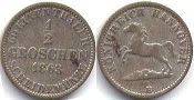 Münze Hannover 1/2 Groschen 1863
