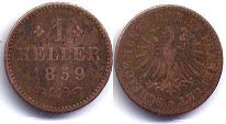 coin Frankfurt 1 heller 1859