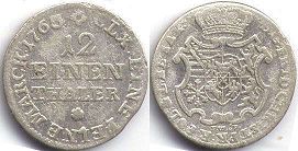 coin Saxony 1/12 taler 1763