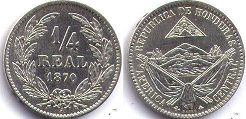 coin Honduras 1/4 real 1870