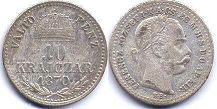 coin Hungary 10 krajczar 1870