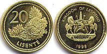 coin Lesotho 20 lisente 1998