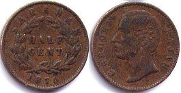 coin Sarawak 1/2 cent 1870