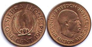 coin Sierra Leone 1 cent 1964