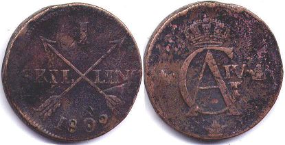 mynt Sverige 1 skilling 1802