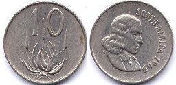 coin South Africa 10 cents 1965