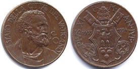 moneta Vatican 10 centesimi 1933-34