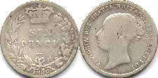 coin UK old coin 6 pence 1886