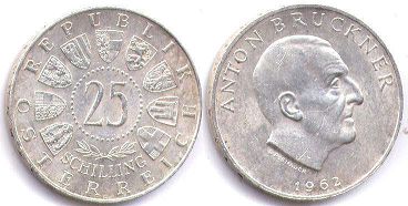 coin Austria 25 schilling 1962
