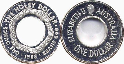 australian silver commemmorative coin 1 dollar 1988